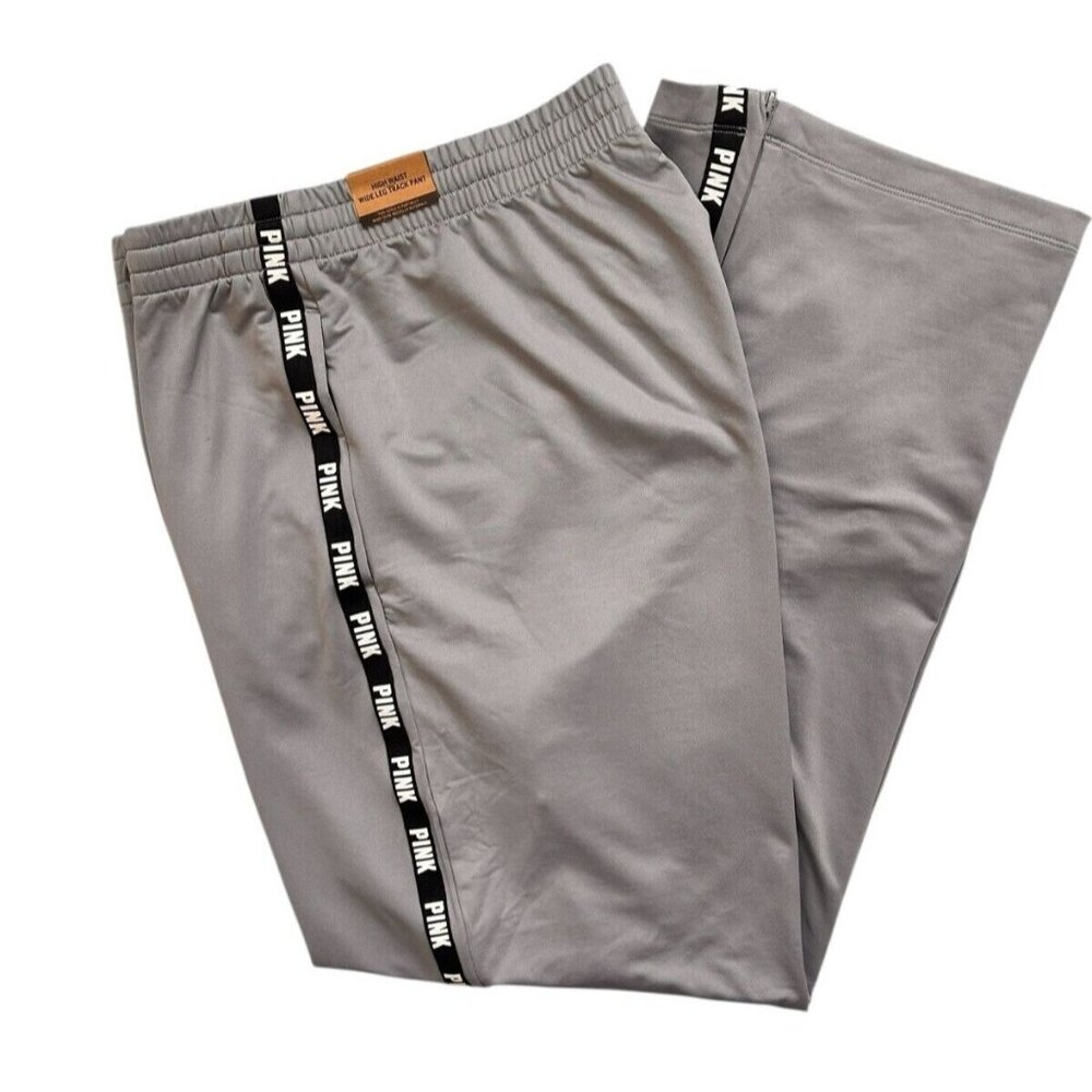 Victoria's Secret PINK Active High Waist Wide Leg Track Pants Sweatpants Gray XL